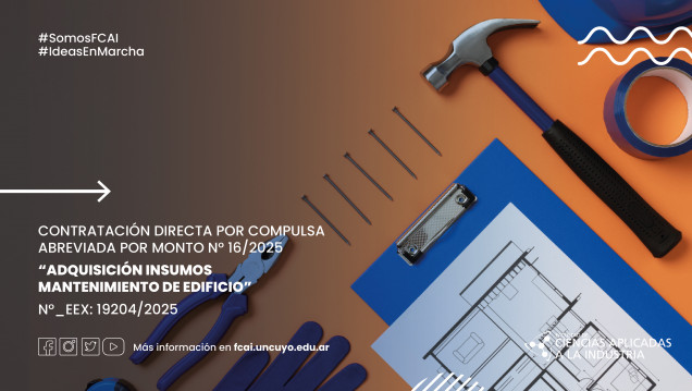 imagen Contratación Directa por Compulsa Abreviada por Monto N° 16/2025 "Adquisición Insumos Mantenimiento de Edificio" N°_EEX: 19204/2025
