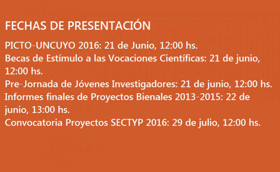 imagen Fechas de presentación