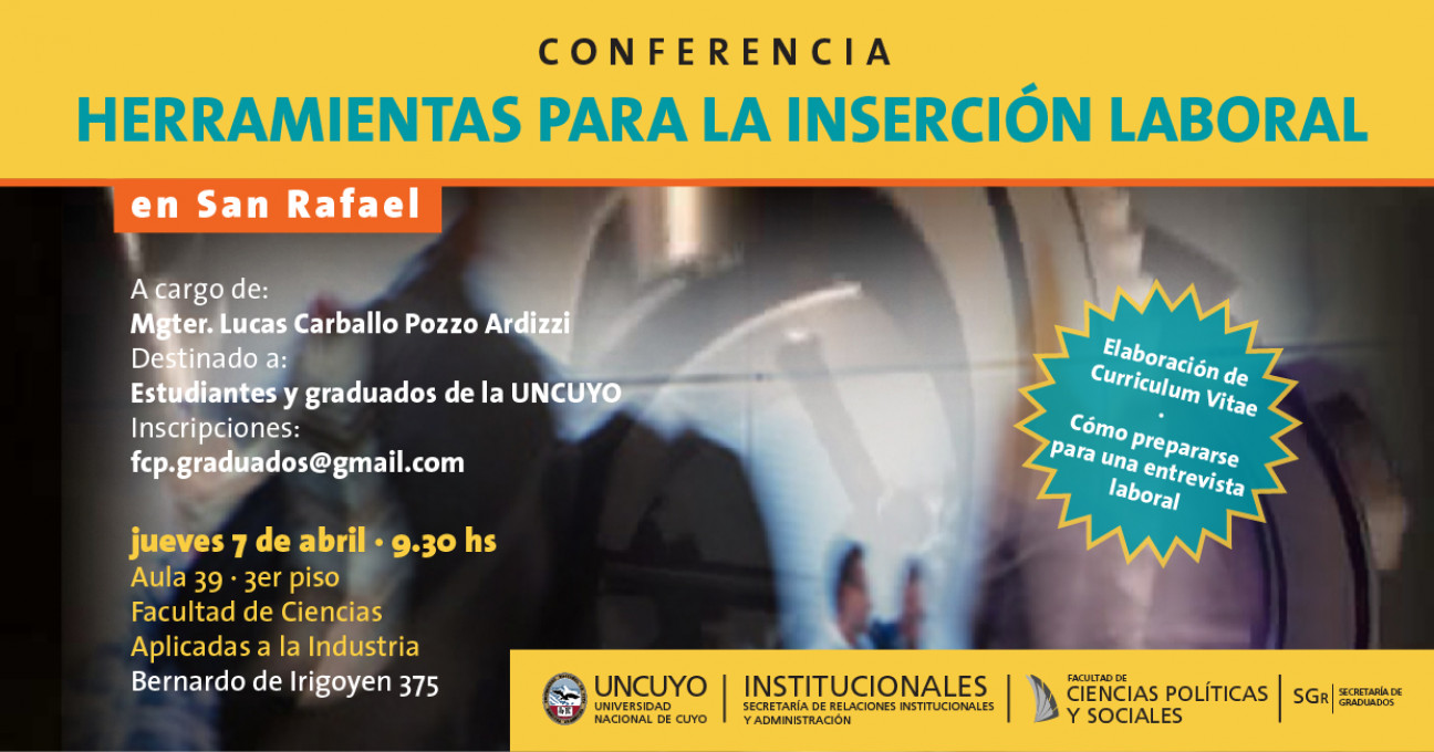 imagen El jueves 7 de abril se realizará una conferencia sobre "Herramientas para la Inserción Laboral"