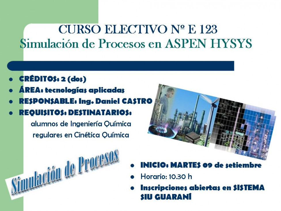 imagen CURSO ELECTIVO Simulación de Procesos en ASPEN HYSYS