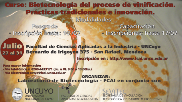 imagen Curso: Biotecnología del proceso de vinificación. Prácticas tradicionales e innovación.