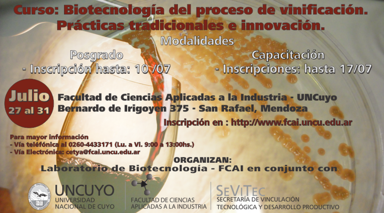 imagen Curso: Biotecnología del proceso de vinificación. Prácticas tradicionales e innovación.