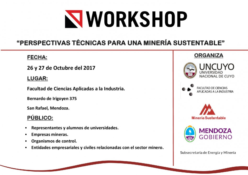 imagen WORKSHOP: "Perspectivas técnicas para una minería sustentable"