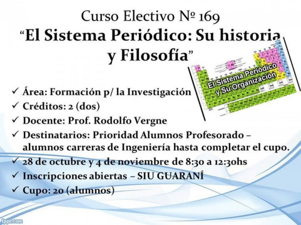 imagen Electiva Nº  169 - El Sistema Periódico: Su Historia y Filosofía