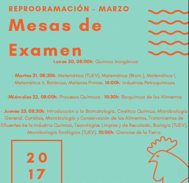 imagen Cronograma de la Reprogramación de las Mesas de Examen (turno - marzo) ACTUALIZADO