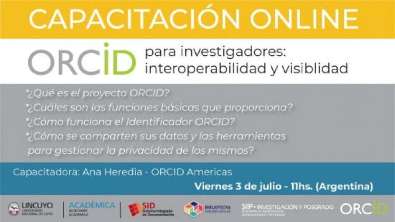 imagen Capacitación online "ORCID para investigadores: interoperabilidad y visibilidad"