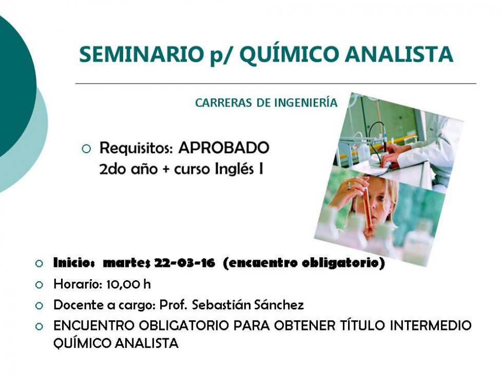 imagen Seminario para Químico Analista