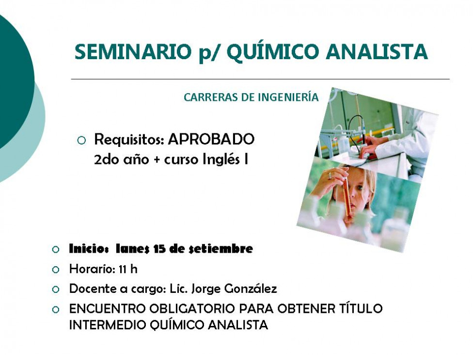 imagen SEMINARIO p/ QUÍMICO ANALISTA 