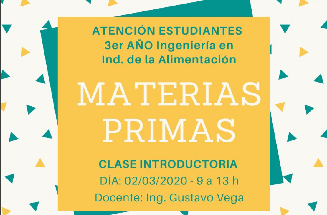 imagen El 02 de marzo inicia Materias primas