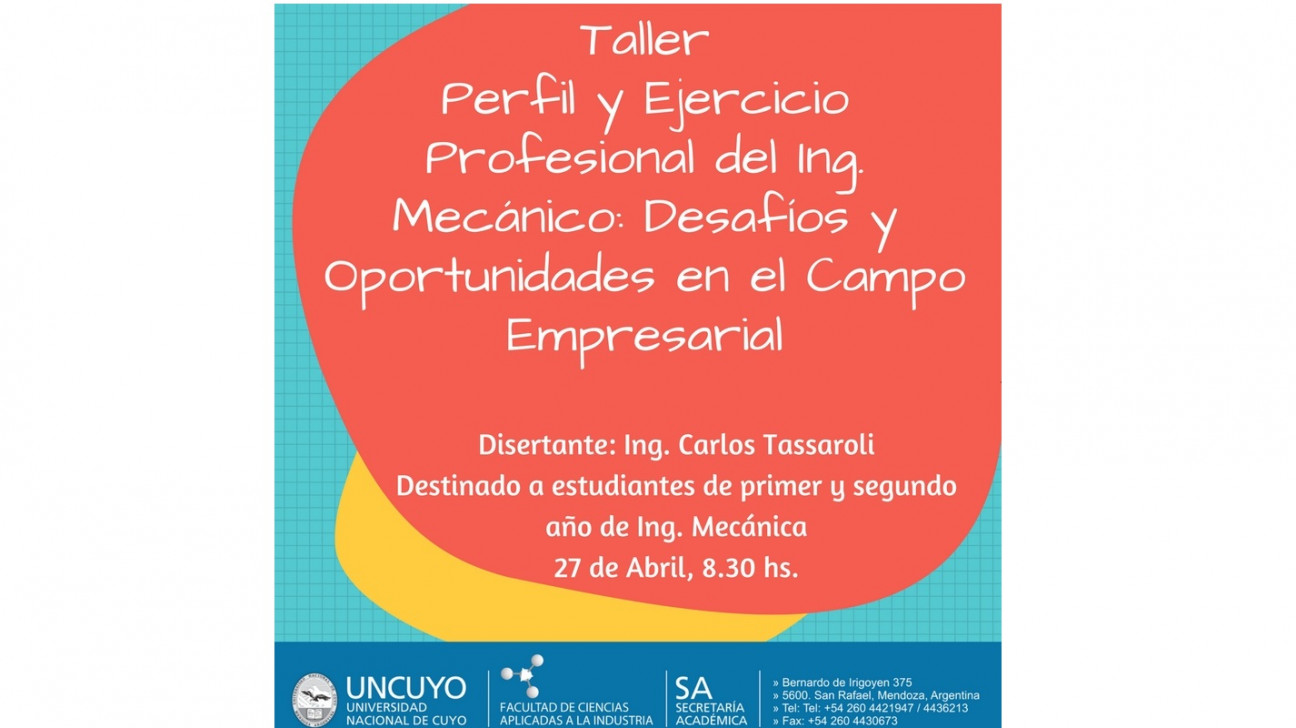 imagen Taller Perfil y Ejercicio Profesional del Ing. Mecánico: Desafíos y oportunidades