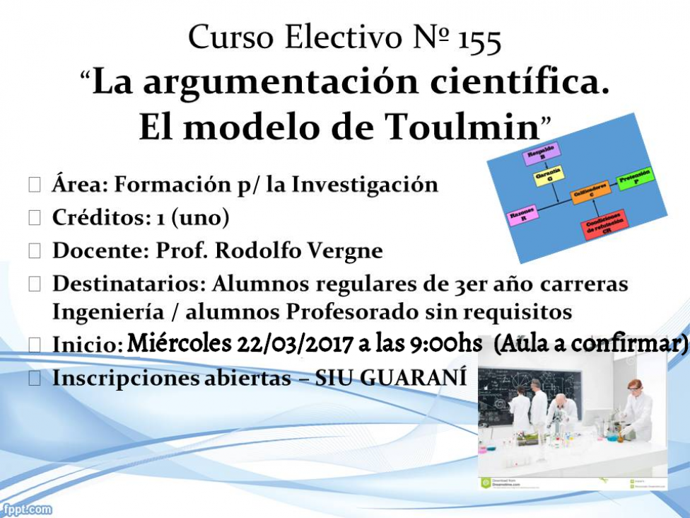 imagen Electiva Nº 155 "La argumentación científica. El modelo de Toulmin"