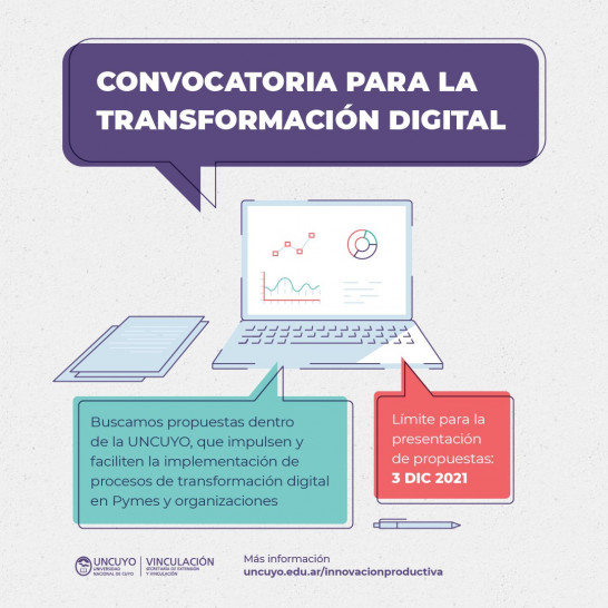 imagen Convocan a propuestas para capacitar y asistir en Transformación Digital desde la UNCUYO
