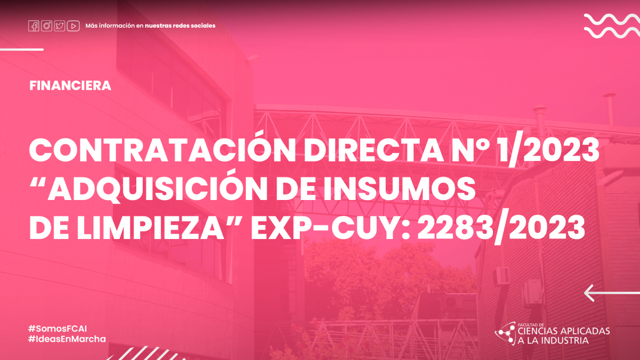 imagen Contratación directa nº 1/2023 "adquisición de insumos de limpieza"