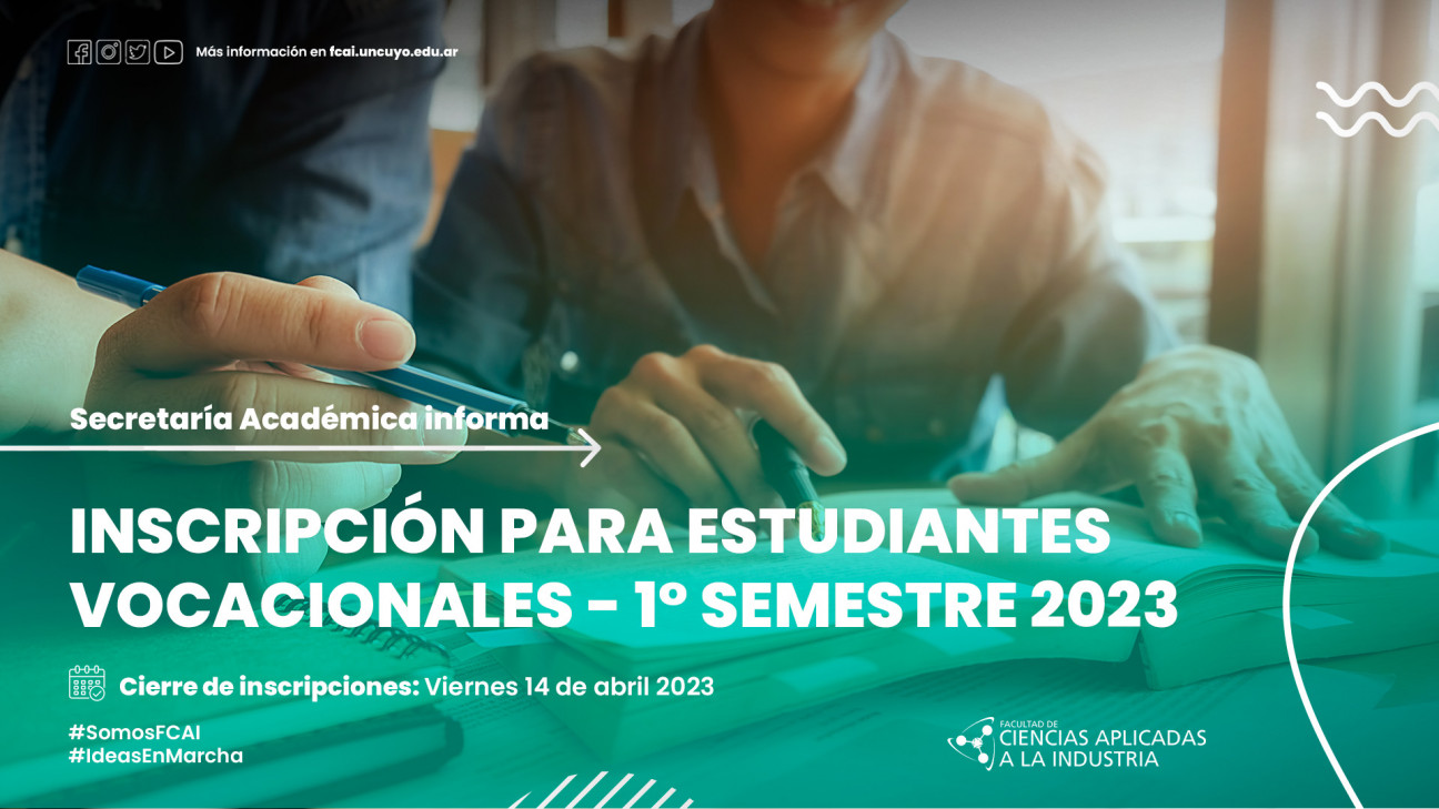 imagen Inscripción para Estudiantes Vocacionales - 1° Semestre 2023