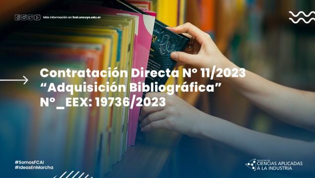 imagen Contratación Directa Nº 11/2023 "Adquisición Bibliográfica" N°_EEX: 19736/2023
