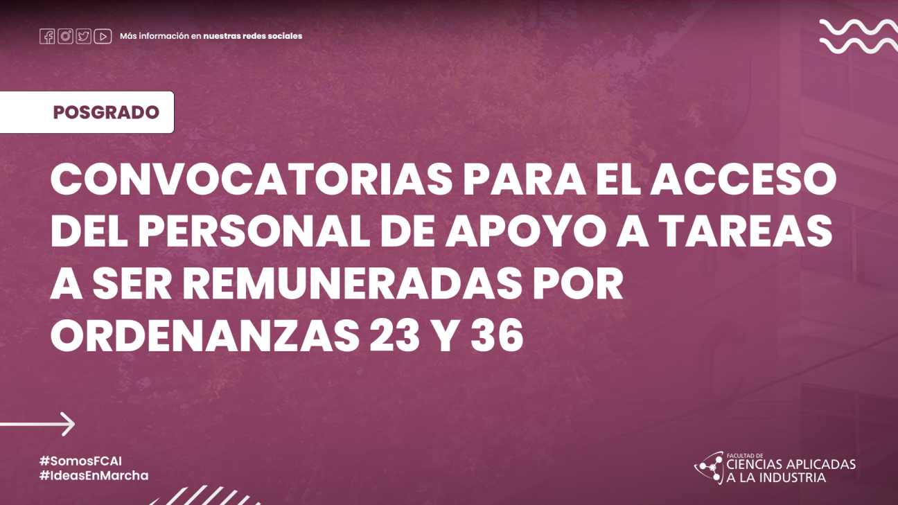 imagen Convocatorias para el acceso del personal de apoyo a tareas a ser remuneradas por ordenanzas 23 y 36