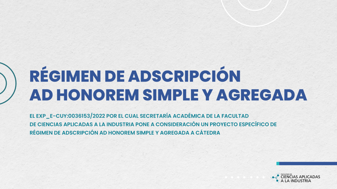 imagen Régimen de Adscripción ad honorem Simple y Agregada