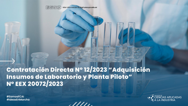 imagen Contratación Directa N° 12/2023 "Adquisición Insumos de Laboratorio y Planta Piloto" N° EEX 20072/2023