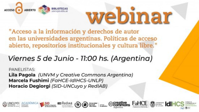 imagen Webinar "Acceso a la información y derechos de autor en las universidades argentinas"