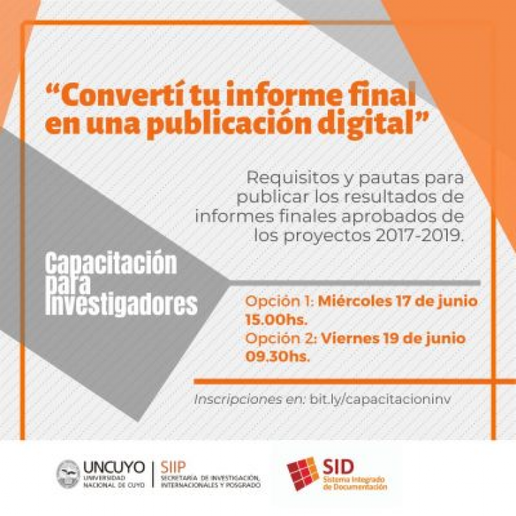 imagen Capacitación para investigadores "Convertí tu informe final en una publicación digital" 